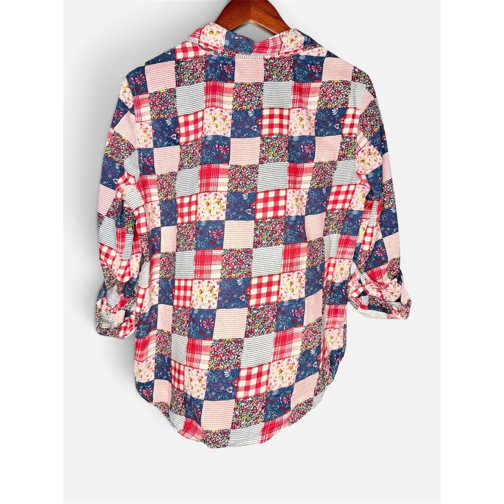 Vintage 100% Cotton Patchwork Button-Up Shirt Cottagecore | Size Medium - Picture 3 of 5